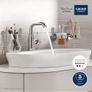 GROHE Essence Single-Lever Basin Mixer, M-Size, with Push-Open Pop-Up Waste Set, Metal Lever, Water-Saving, Swivel Spout, Chrome Image 2