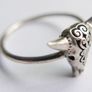 Vintage 925 Sterling Silver BULL SKULL with Horn Ring Image 5