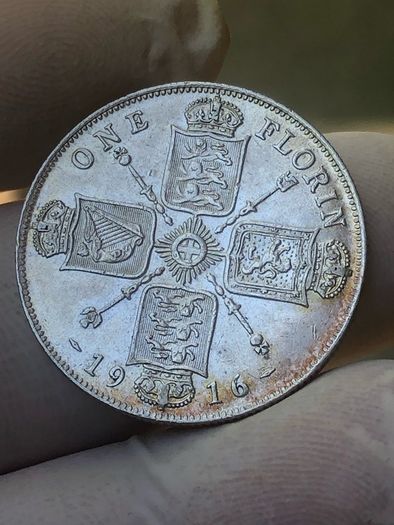 1916 Florin George V 925 silver Nice grade
