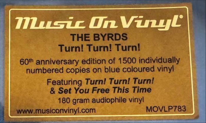 The Byrds - Turn! Turn! Turn! Vinyl, LP, Music On Vinyl, Blue vinyl, Numbered