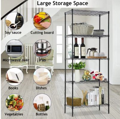 BRAND NEW 5 Tier Steel Wire Storage Rack Kitchen Microwave Shelf Multifunctional Stand