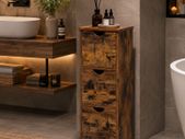 Slim Storage Cabinet Vintage Brown Narrow Floor Cabinet with Door and Shelf