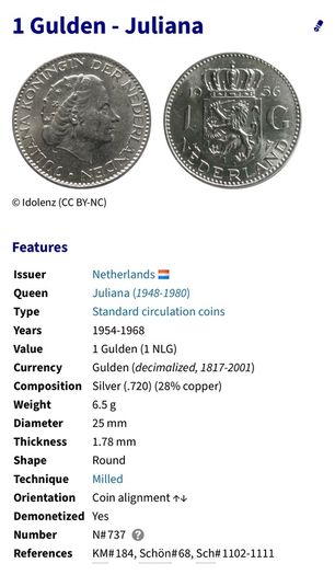 1957 One Gulden Netherland