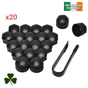 20pcs Wheel Nut Bolt Cover Caps, Black For Audi Vw Bmw Mercedes, Universal 17mm