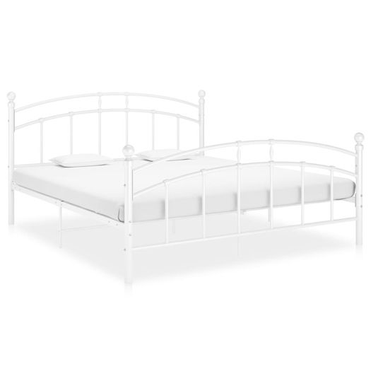 Bed Frame White Metal 200x200 cm