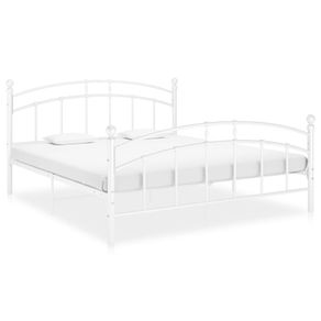 Bed Frame White Metal 200x200 cm
