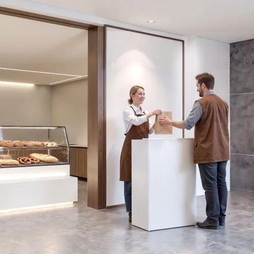 Reception Desk, 60 cm Rectangular Front Counter Table, Modern Office Reception Desk with Drawer, Small Minimalist Retail Counter Table