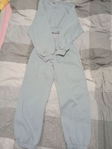 Blue crop top and trousers