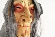 Halloween Witch latex old woman mask with hair.
