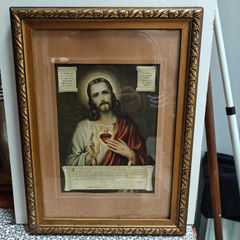 Vintage Sacred Heart Jesus Picture religious devotional item