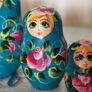 Vintage Hand-Painted Matryoshka Nesting Dolls - Teal & Floral (Set of 5) Image 5