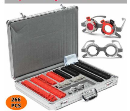BRAND NEW 266 Pcs Optical Lens Optometry Rim Case Kit Set w/ Optometry Test Trial Frame