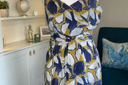 Reduced Whistles Ladies Dress in Navy, Yellow, and White with Thin Straps Size: UK 10 / EU 38
