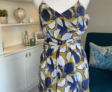 Reduced Whistles Ladies Dress in Navy, Yellow, and White with Thin Straps Size: UK 10 / EU 38