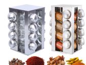 BRAND NEW 16pcs Rotating Jars Spice Rack Stainless Steel Seasoning Stand Holder
