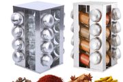 BRAND NEW 16pcs Rotating Jars Spice Rack Stainless Steel Seasoning Stand Holder