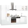 8 Piece Kitchen Cabinet Set High Gloss White Chipboard Image 2