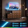 Chest of Drawers Bedroom, with LED Light trip with 10 Adjustable Colors and 2 USB and 2 AC Outlets Image 5