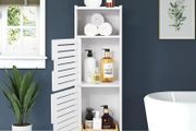Waterproof Bathroom Cabinets,Bathroom Storage Units with Open Storage Shelf,Free-standing Floor Cabinets,Corner Organizer Cupboard for Bedroom Kitchen Hallway,White.