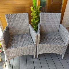 Rattan effect 2 sturdy garden, balcony chairs