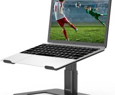 BoYata Laptop Stand, Height Adjustable Ventilated Laptop Holder, Ergonomic Notebook Stand, Laptop Riser Compatible with 10-17'' Laptops Black