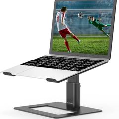 BoYata Laptop Stand, Height Adjustable Ventilated Laptop Holder, Ergonomic Notebook Stand, Laptop Riser Compatible with 10-17'' Laptops Black