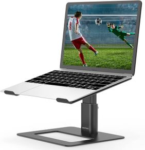 BoYata Laptop Stand, Height Adjustable Ventilated Laptop Holder, Ergonomic Notebook Stand, Laptop Riser Compatible with 10-17'' Laptops Black