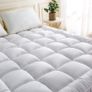 Supersoft Mattress Topper Double Bed - 1100 GSM Filling 4 Inch (10cm) Thick Mattress Topper with Elasticized Corner Straps - White (Double 137x190 cm) Image 3