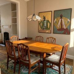 Mid Century Teak Dining Set Extendable Table + 6 Chairs