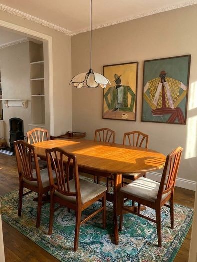 Mid Century Teak Dining Set Extendable Table + 6 Chairs