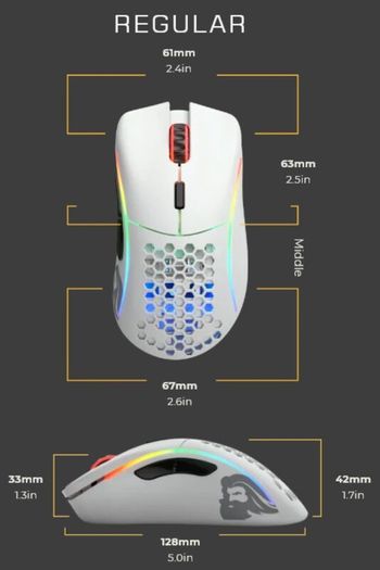 Glorious Gaming Model D Wireless Gaming Mouse - 69g Superlight, Lag Free 2.4Ghz Wireless, RGB, BAMF Sensor, Ergonomic, 6 Buttons - White | Lag free connectivity, advanced BAMF sensor, long battery life, PTFE sliders, beehive format, vivid lighting (Used)