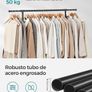 SALE | Double Clothes Rail, Clothing Rack with Extendable Top Rail, Clothes Rail on Wheels, 113-180 cm Height Adjustable Clothes Rack, Adjustable Middle Rail, Black Image 4