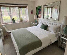 King Size White Wooden Bed Frame + Mattress