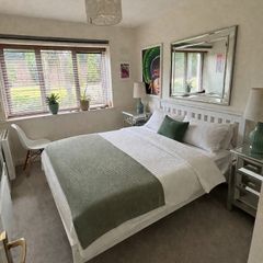 King Size White Wooden Bed Frame + Mattress