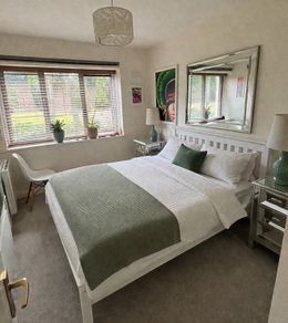King Size White Wooden Bed Frame + Mattress