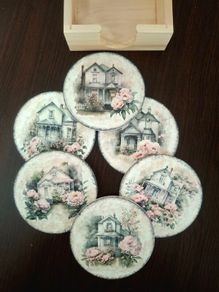 Set of 6 Wooden Coasters in a Box