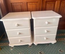 2 x white wooden bedside lockers