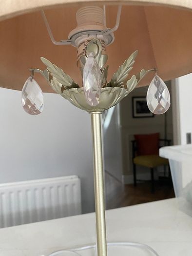 Two table lamps gold beige