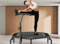 main image for ad Fitness Trampoline with Handle  Heavy Duty 205kg Capacity, Bungee Rebounder for Home Gym