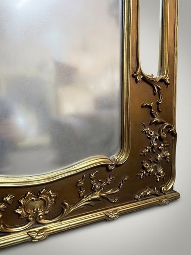 Large Sectioned Wall Mirror with Foliage and Scroll Detail