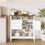 Console Table with Power Outlet, Entryway Storage with Cabinet and Open Shelves, Coffee Bar Cabinet, for Entrance, Hallway, Kitchen, White and Walnut Image 5