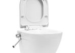 Wall Hung Rimless Toilet with Bidet Function Ceramic White