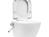 Wall Hung Rimless Toilet with Bidet Function Ceramic White
