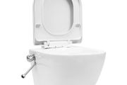 Wall Hung Rimless Toilet with Bidet Function Ceramic White