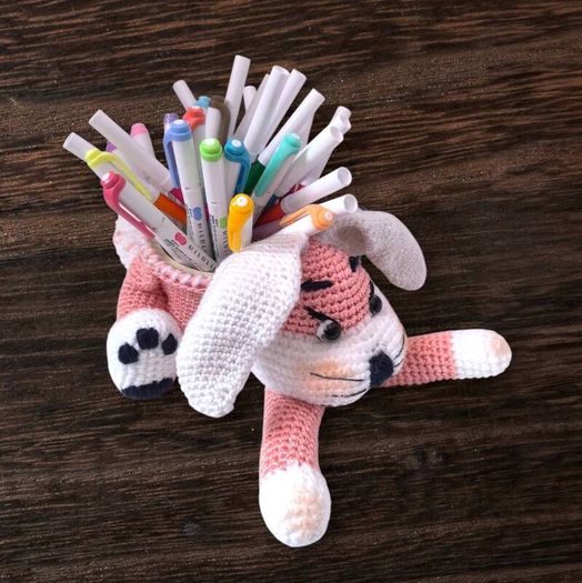 Handmade Crochet Bunny Basket Easter Gift Organizer No Contents