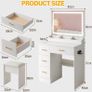Dressing Table with Mirror and Stool: Vanity Desk Makeup Table with Mirror and Chair - Dressings-Table with LED Lights, 3 Color, Adjustable Brightness, Hairdryer Holder for Girls,Bedroom Image 2