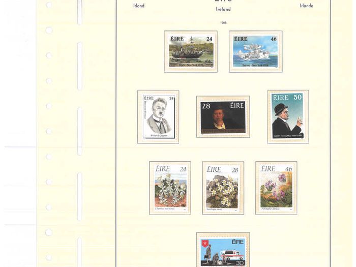 Collection. ireland 1985-1991 commemorative and definitive stamps on Lighthouse (Leuchtturm) pages 57-80 Mint Never Hinged (MNH). I note all commemorative stamps and definitive stamps including Irish Heritage & Treasures set.