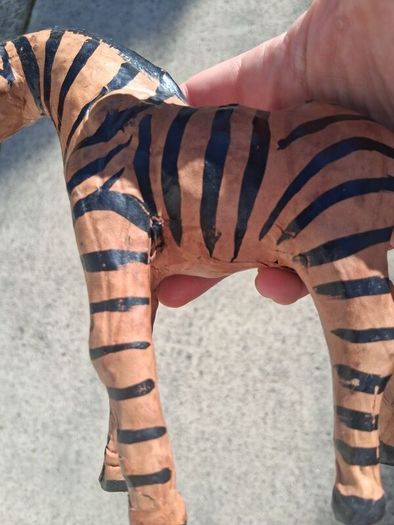 Mid Century Leather 11 Inch Zebra and Foal (Handpainted )