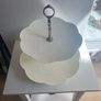 Reduced Gorgeous Daisy shaped two tier hammered enamel nickel plated metal cake stand Image 5