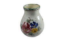 Vintage Handbemalt Porcelain Vase German 4 Inches Flowers Antique Collectable